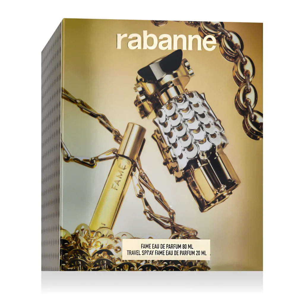 Cofanetto Paco Rabanne• Fame 80ml Eau De Parfum• + Travel Spray 20ml Eau De Parfum• Scatola Leggermente Danneggiata