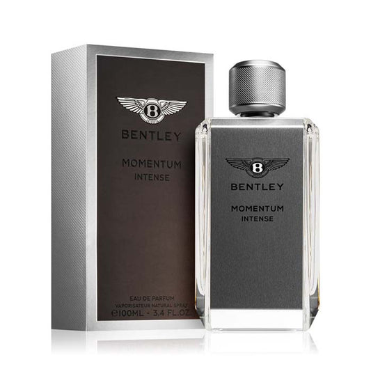 Il profumo Bentley Momentum Intense è stato lanciato nel 2017. La composizione fragrante è stata creata dalla profumiera Nathalie Lorson.  Il flacone minimalista ed elegante con il logo iconico sottolinea perfettamente il carattere maschile della fragranza.