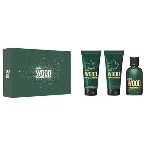 Set DSQUARED • Green Wood • 100ml Eau de Toilette • 100 ml shower gel • 100ml after shave balm • da uomo