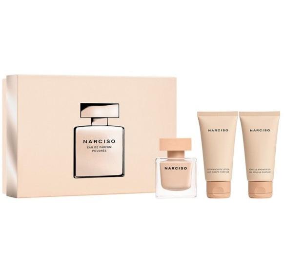 Set • Narciso Rodriguez • Narciso Poudrée • 50ml Eau de Parfum •50ml Shower Gel • 50ml Body Lotion