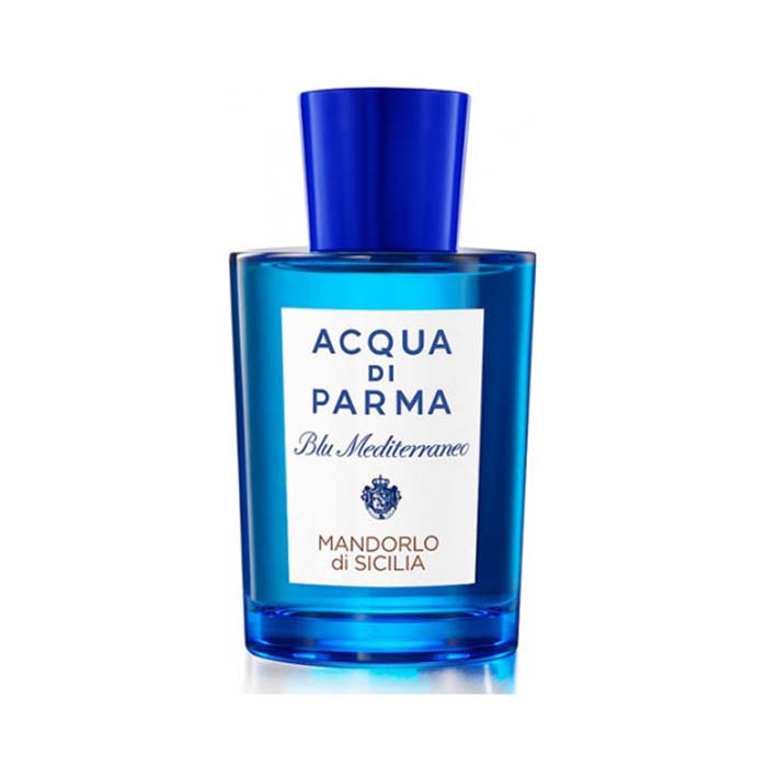 Dalla collezione Blu Mediterraneo di Acqua di Parma, Mandorlo di Sicilia ricorda con la sua fragranza gli alberi di mandorlo in fiore che illuminano un isola meravigliosa.  Nel cuore dell'eau de toilette le note della mandorla di Avola sono dolci e morbide come una giornata piena di sole in Sicilia. Informazioni sul Flacone: Per la collezione Blu Mediterraneo l'inconfondibile flacone di Acqua di Parma viene interpretato nei toni del blu. Un iconico capolavoro classico e moderno allo stesso tempo.